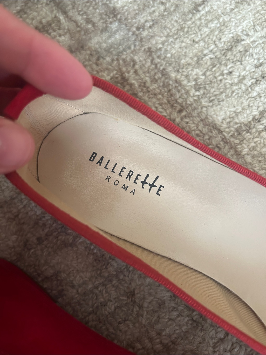 New Ballerette Roma Pointed Toe Red Suede Italian Flats Women’s Size Eu 41 — image 3 of 4
